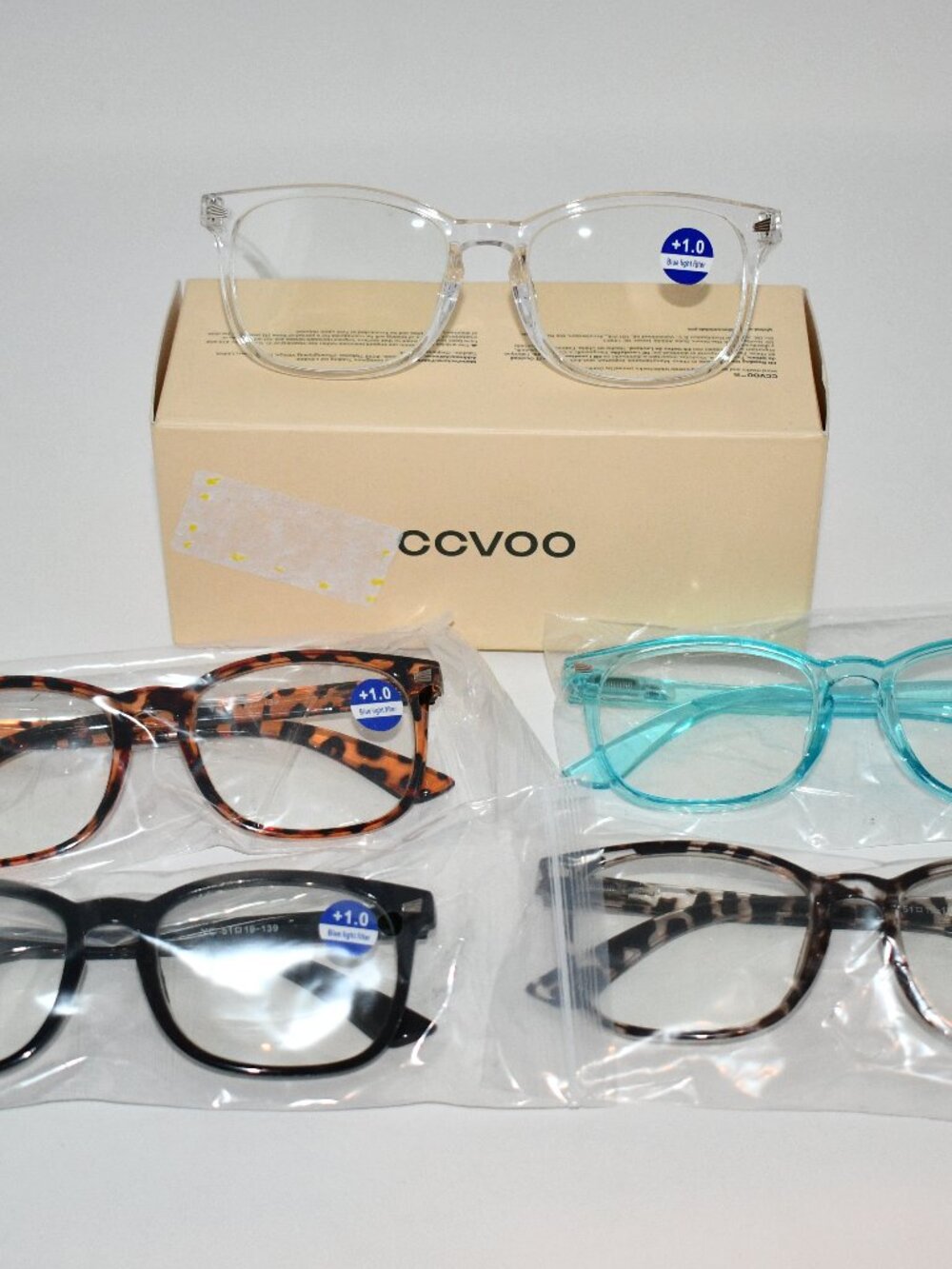 CCVOO Reading Glasses +1.00 Blue Light Filter Spring Hinge, Mix C1, NWT